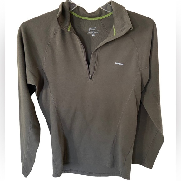 Patagonia Capilene men 1/4 zip olive green sweatshirt size S - Picture 1 of 4
